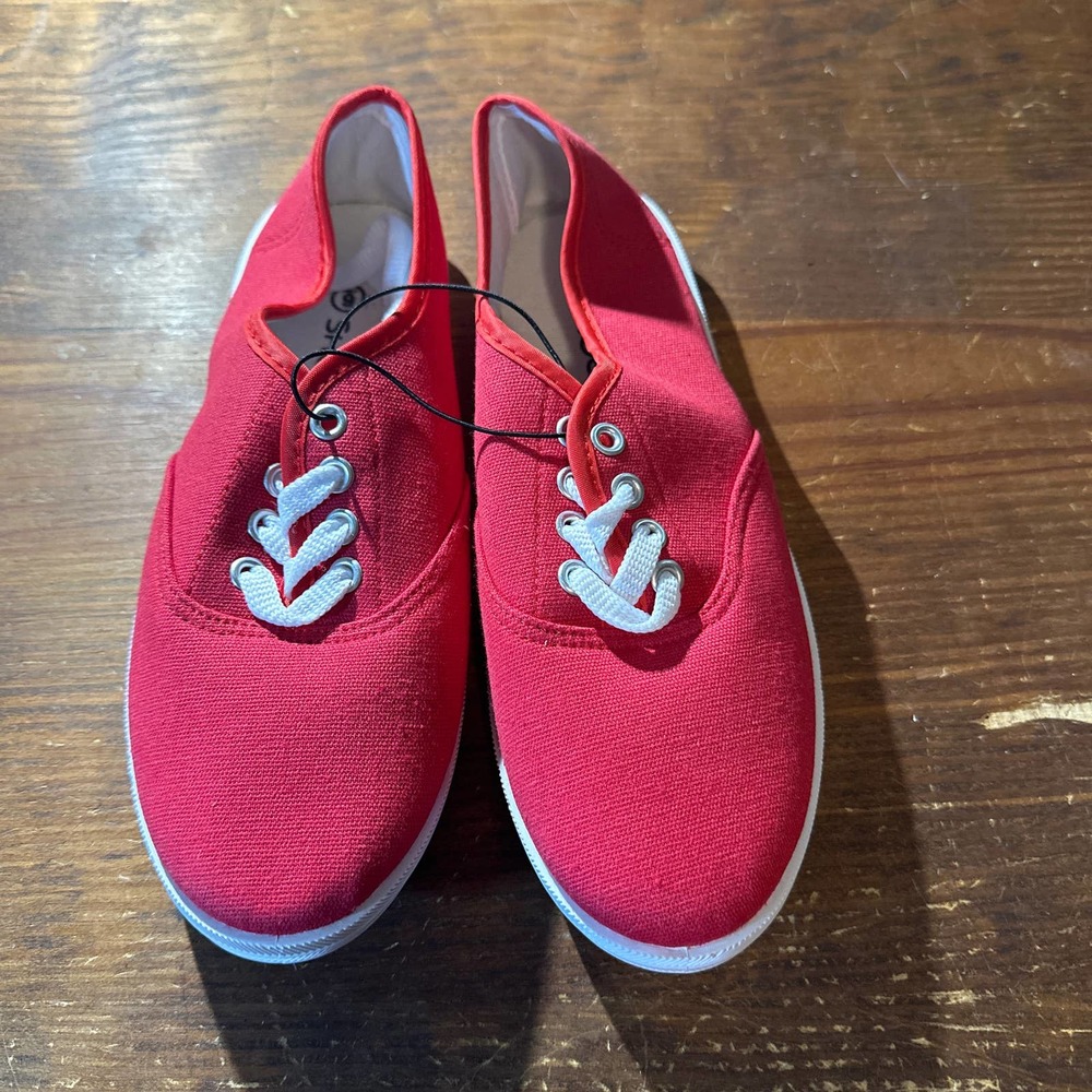 Womens Classic Plimsoll Sneaker Lace Up Fashion Canvas Shoes Size 6